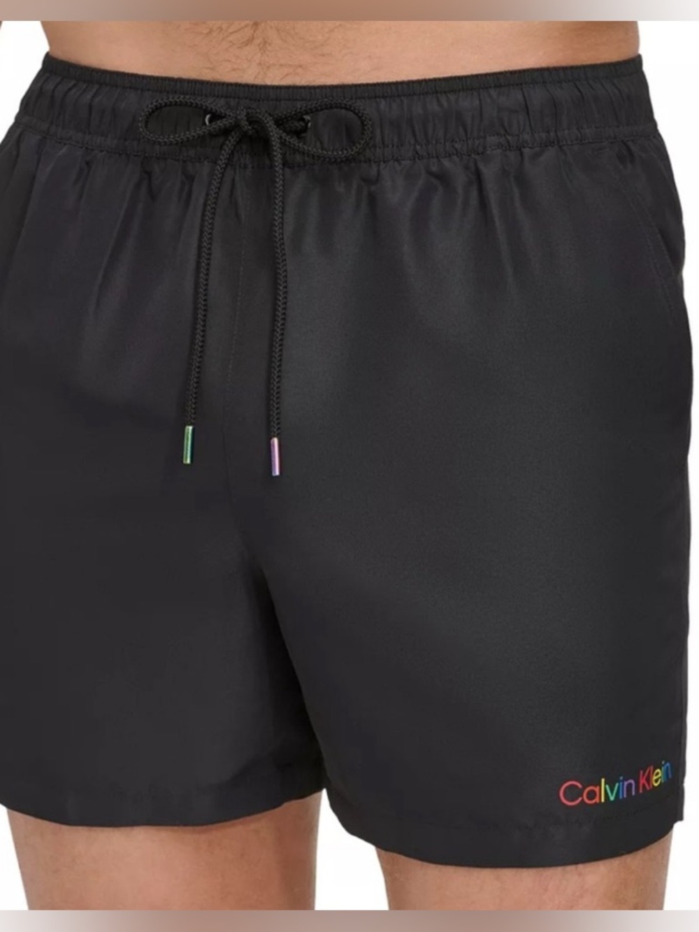 New Calvin Klein Black Pride Swim Shorts with Rainbow Logo size Large